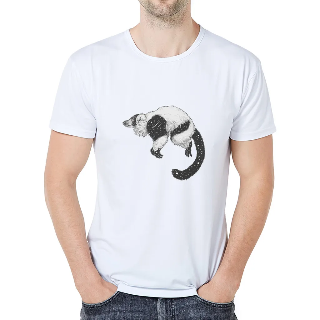 

Minimalist T-Shirt Men's Casual Cartoon Animated Print Short-Sleeved Personality animal print Clothes in Men's T-Shirts summer