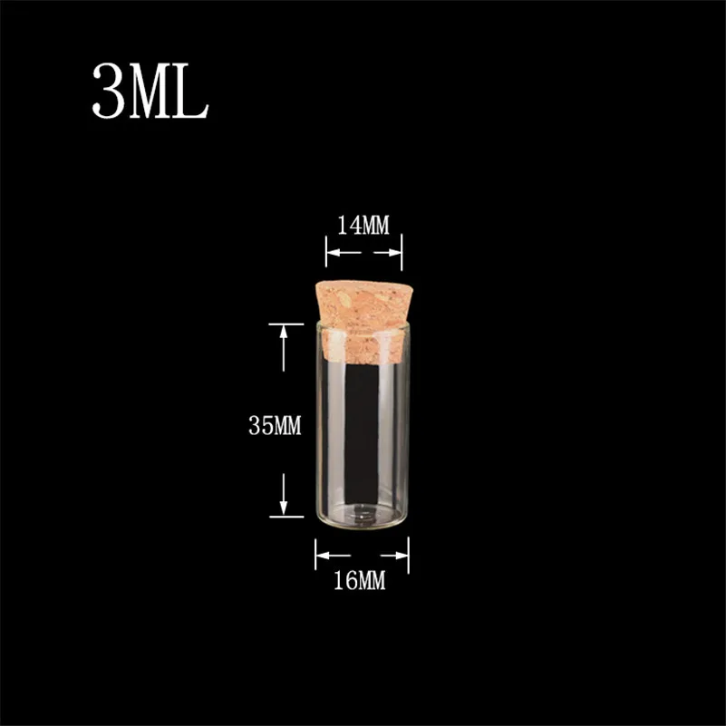 1.5ml 2ml 3ml 5ml 6ml Diameter 16mm 50pcs/lot Test Tube Glass Bottles Small Bottles with corks Mini Glass Vials for packing Gift 5