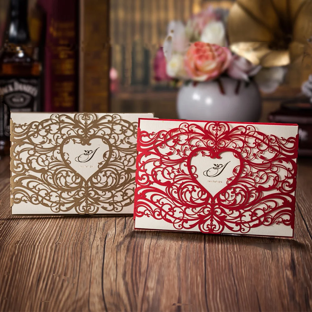 1Pcs Sample Heart Laser Cut Wedding Invitation Cards Invitations Cards
