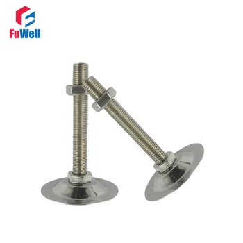 

4pcs M8x60mm Thread Iron Galvanized Adjustable Foot Cup 47mm Base Diameter Leveling Foot for Furniture/Pipe Rack/Machine Tool