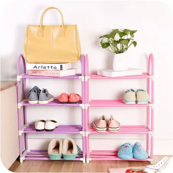 

Thickened reinforced four-layer simple shoe rack disassembly combination multi-layer book storage rack assembly creative