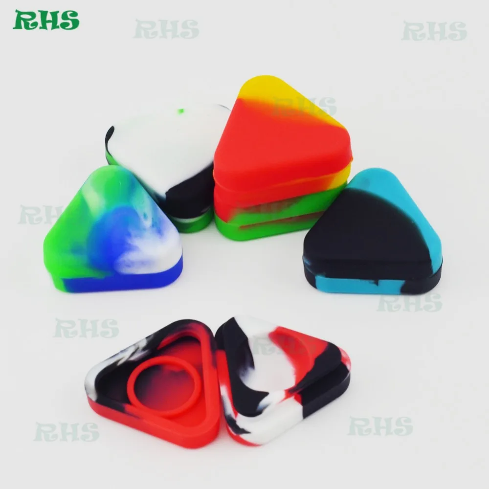 

50pcs Non-Stick FDA Wax Containers Silicon Storage Box Holder Triangle wax jars wholesale hot sale free shipping