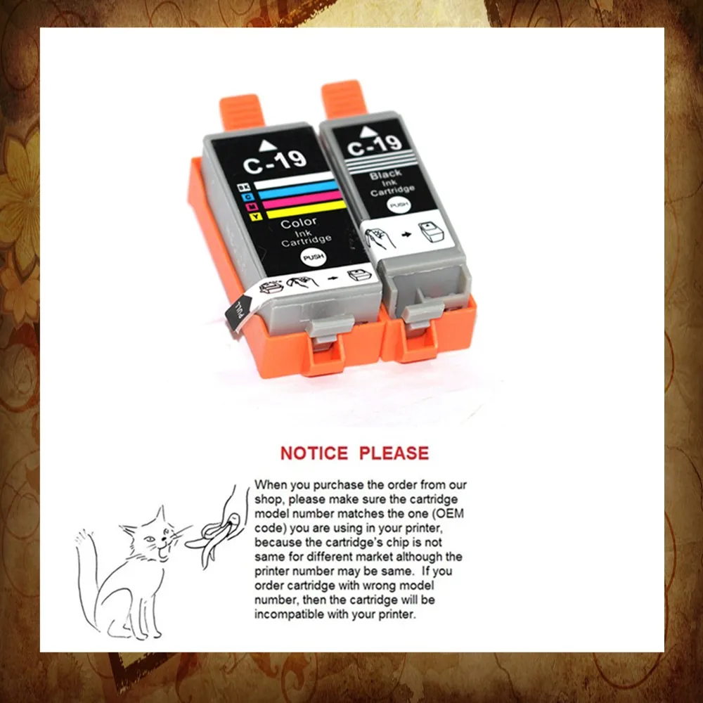 YOTAT 2PCS For Canon BCI 19 ink cartridge for Canon Pixus mini260/360/iP100-in Ink Cartridges