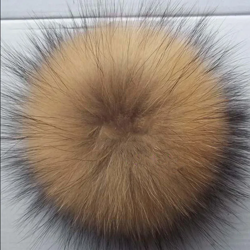 12-15 см натуральный Hairball Hat Pom ручная работа DIY действительно Лисий большой шарик для волос аксессуары для шапок помпон с пряжкой