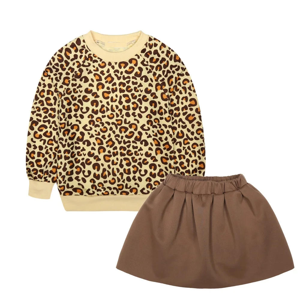 

Girls Outfits Boutique Leopard Baby Kids Clothes Toddler Roupa Infantil Clothing Costume Long Sleeve Dress 8 years Two Piece Set