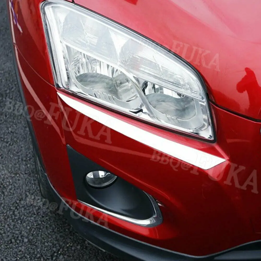 

Для Chevrolet Trax 2014-2016 Автомобильная передняя фара лампа бампер рамка отделка стикер нержавеющая сталь пара