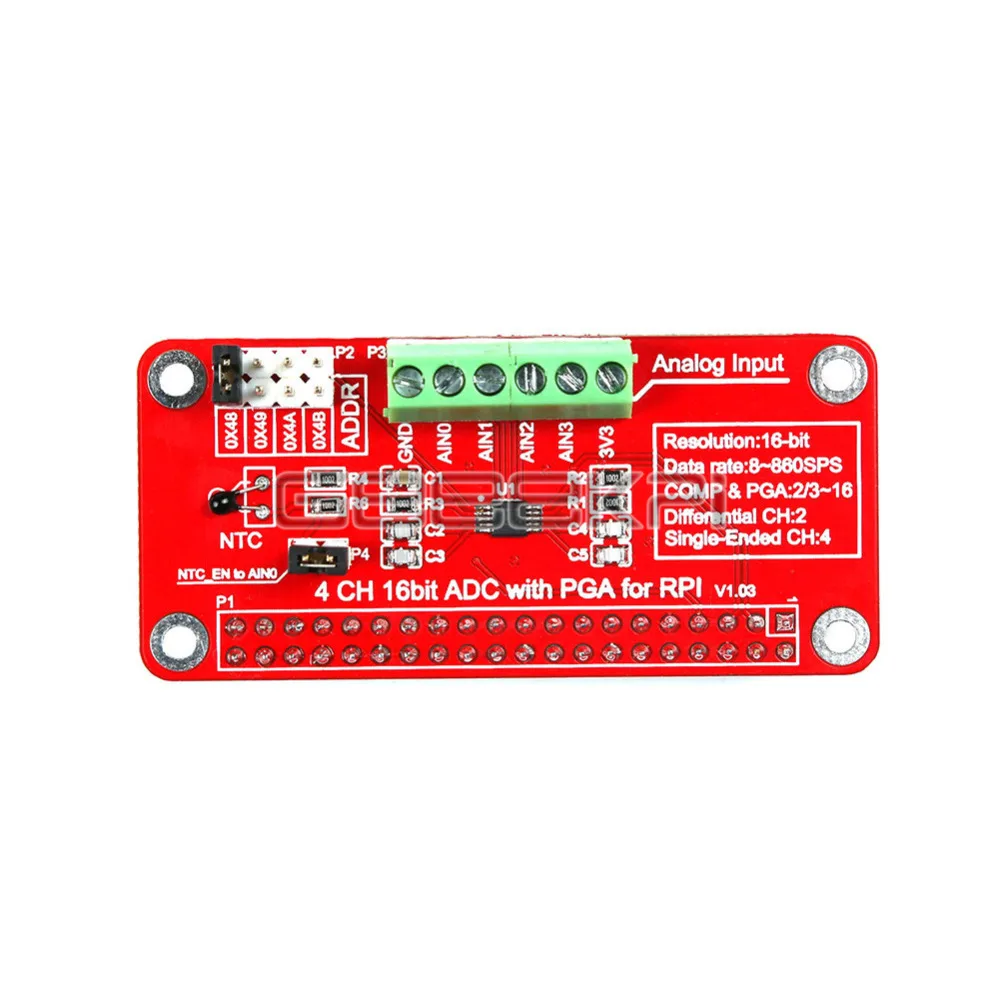 GeeekPi Raspberry Pi 16 бит I2C ADS1115 ADC модуль 4 канала для 3/2 Модель B|channel| |
