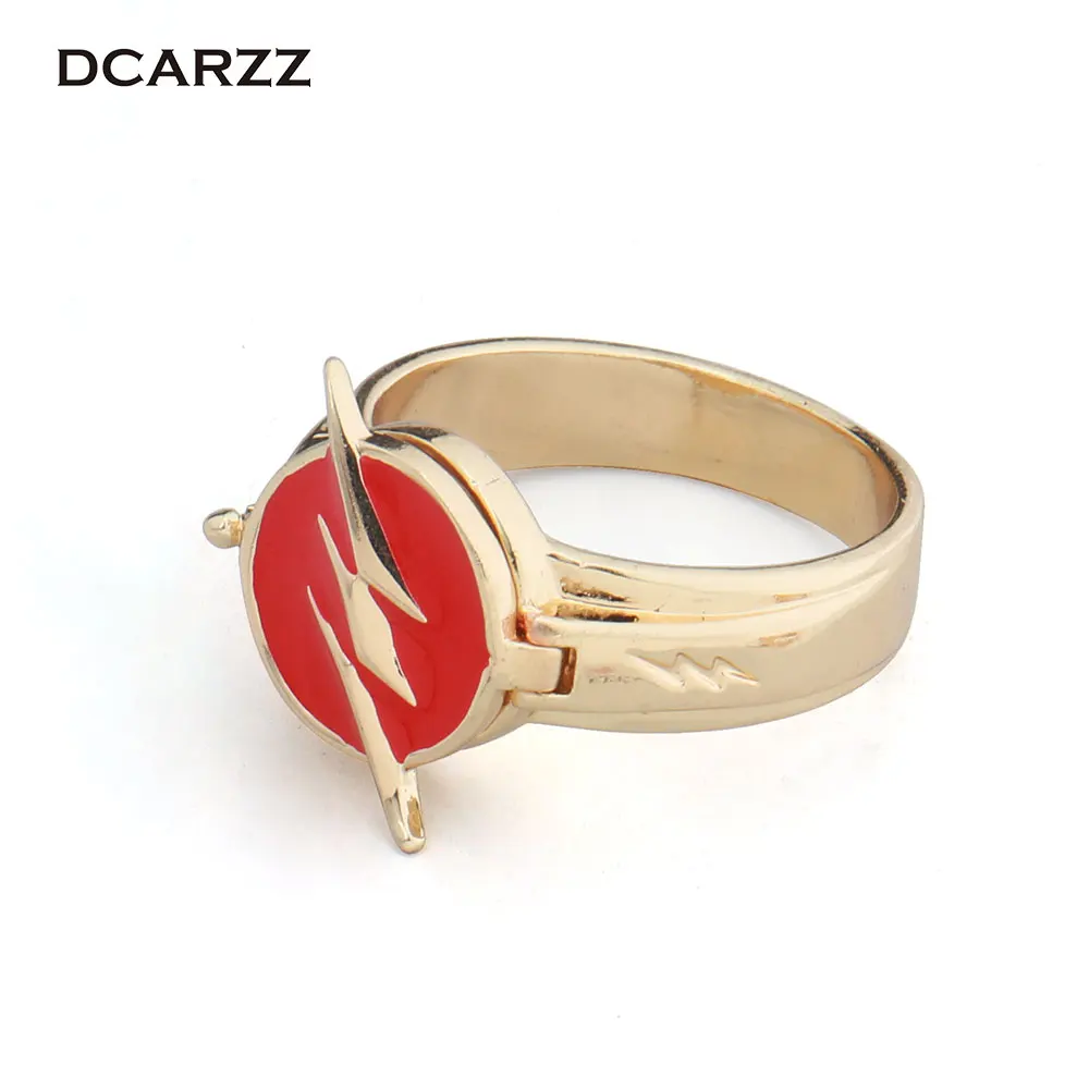 2017 Justice League The Flash Copper Ring Can be Opened Lightning Logo Superhero Cosplay Movie Jewelry Drop Shipping