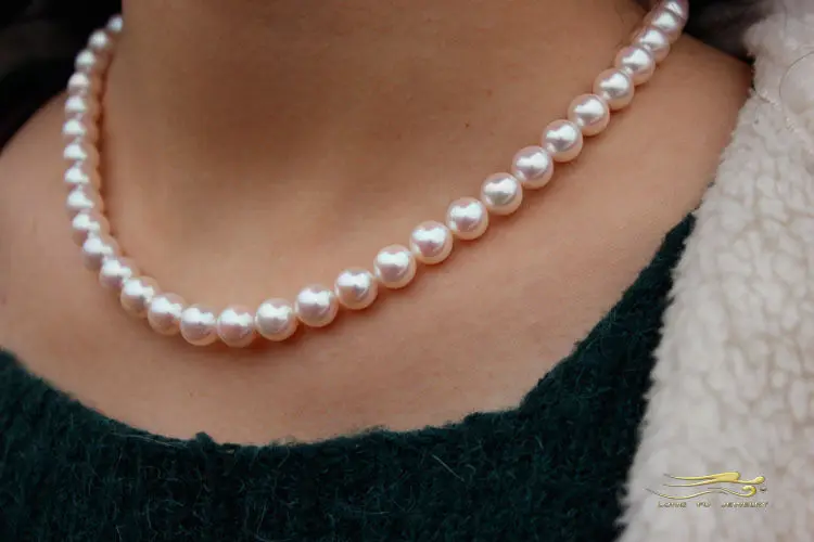 

HOT## Wholesale FREE SHIPPING >>>9-10mm natural south seas white pearl necklace 18inch