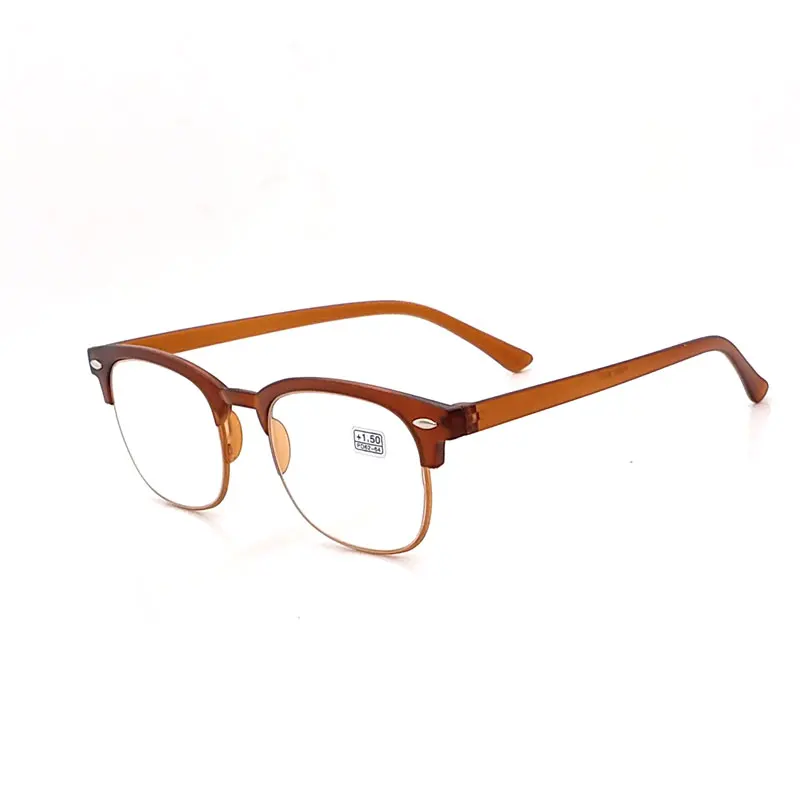 Женские очки для чтения мужские негабаритные дешевые квадратные очки+ 1,00+ 1,50+ 2,00+ 2,50+ 3,00+ 3,50+ 4,00++ Асферические матовые черные коричневые - Цвет оправы: Matt Brown
