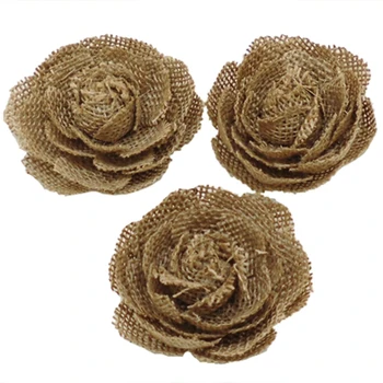 

24Pcs/Lot Natural Linen Flower Handmade Rustic Diy Craft Supplies Vintage Wedding Decoration Centerpieces