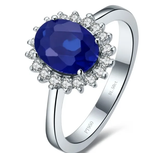 

2 carat engagement ring,925 Sterling silver blue corundum engagement ring