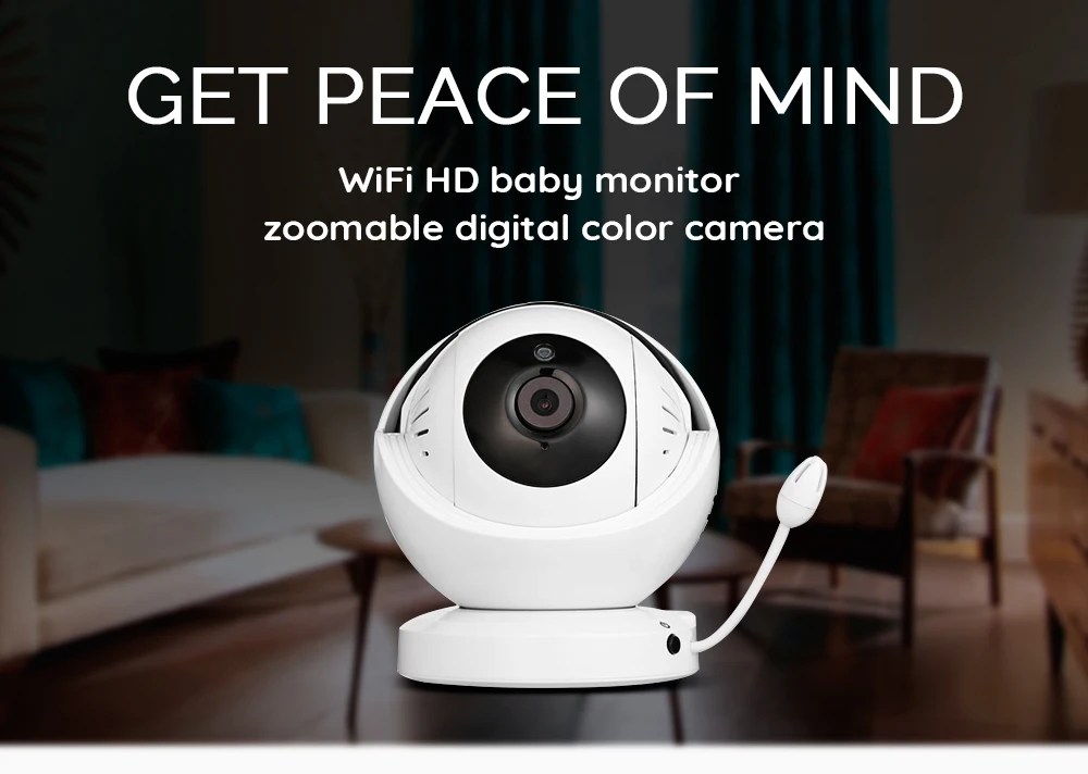 HD детский монитор, Wi-Fi, Ночное видение Детские видеоняни цифровой 5-дюймовый ЖК-дисплей Цвет Камера зум двухстороннее аудио Температура обнаружения