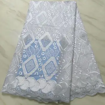 

(5 yards/pc ) African Dry Lace Fabric Swiss Voile With Stones Swiss Cotton Lace High Quality 2019 White Lace Fabrics For Wedding
