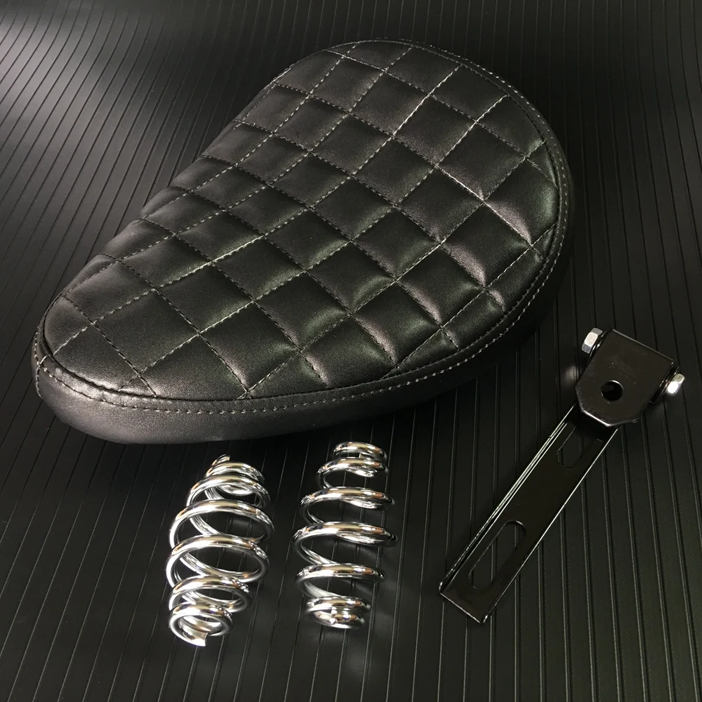 

Motorcycle Motocross Solo Driver Diamond Leather Seat Saddle Covers Chusion Base For Harley Honda Yamaha Chopper Bobber Custom