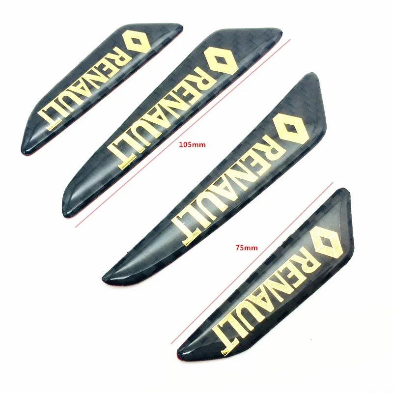 FDIK 4pec/set for Renault 3D Carbon Fiber Vinyl The door crash bar Side Door Edge Protector Protective Strip Scrape Guard