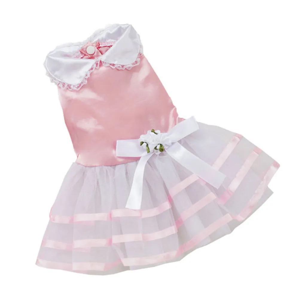 

XS/S/M/L/XL Hot Pet Dog Puppy Tutu Princess Dress Stripe Bow Lace Skirt Clothes Pet Apparel Polyester Fiber #01