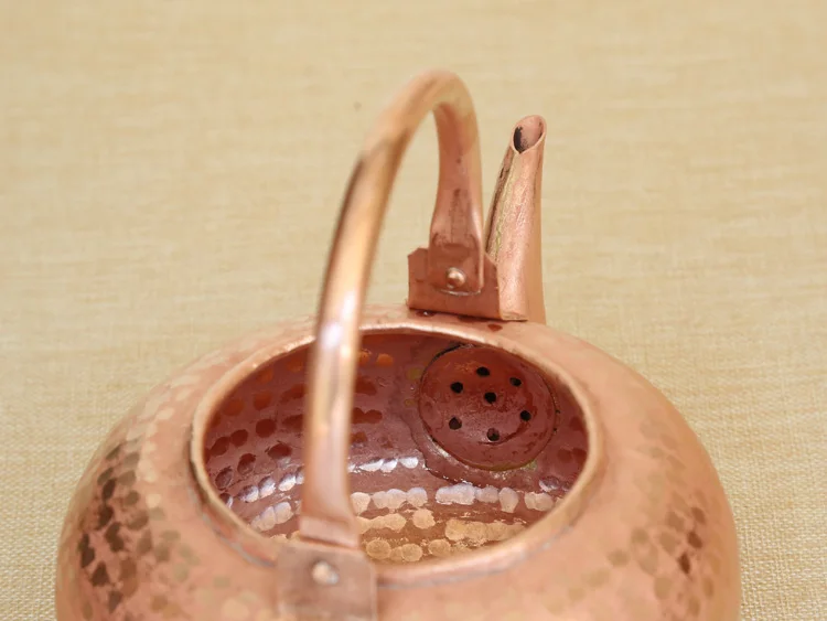 Ручная работа чайник из чистой меди круглый с крышкой в подарок|pot clip spoon rest|potted