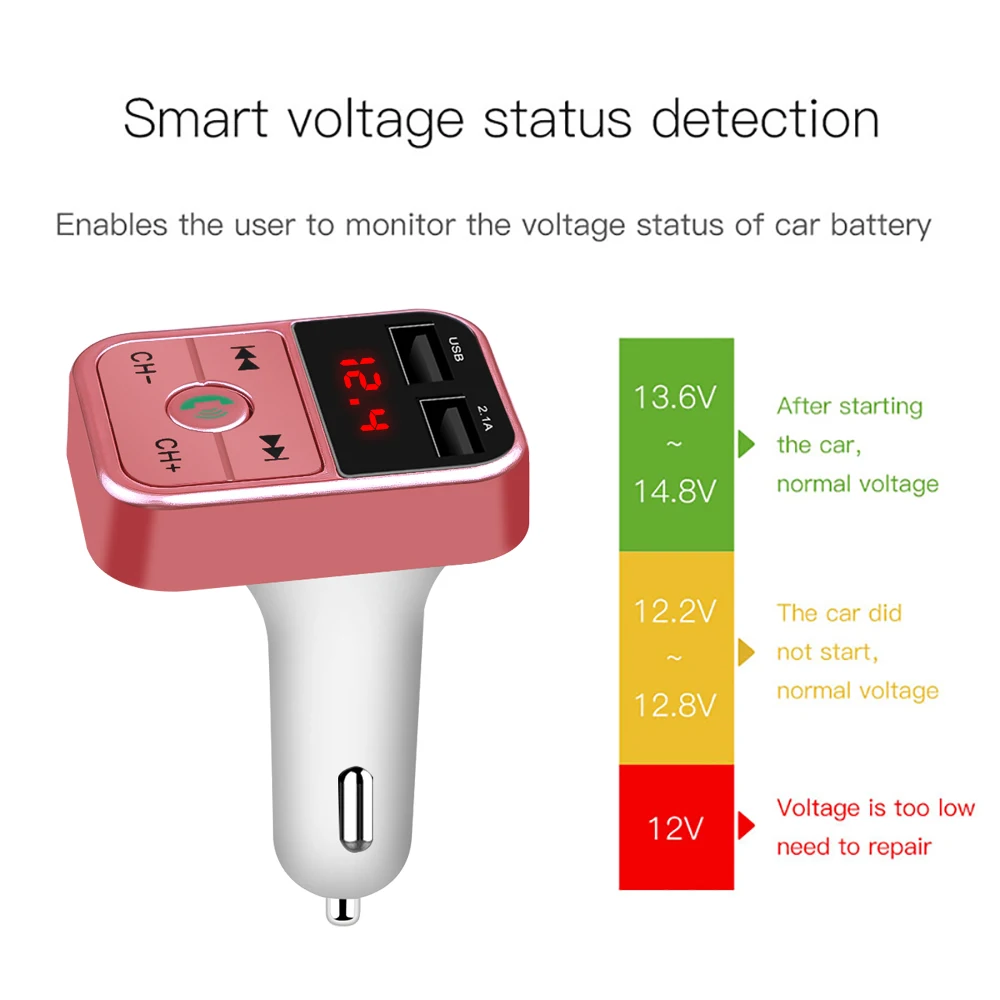 Двойной USB 3.1A зарядное устройство для телефона автомобильный fm-передатчик Bluetooth 4,2 стерео Mp3 плеер u-диск TF карта воспроизведения цифровой вольтметр