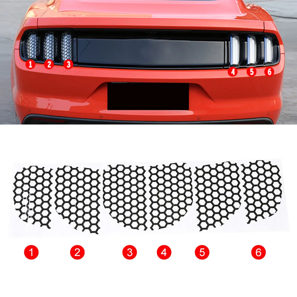 

Car Exterior Decoration Stickers Rear Tail light Lamp Honeycomb Cover for Ford Mustang 2015 Up Car Accessories Styling