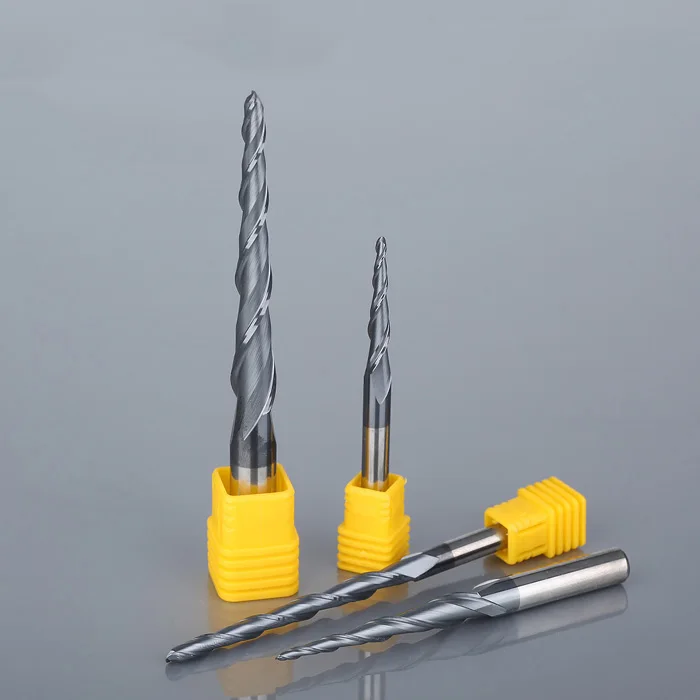 

1pc HRC55 Tapered Ball Nose End Mill Tungsten solid carbide Coated Tapered cone cnc milling cutter D3.175-D12mm engraving bit