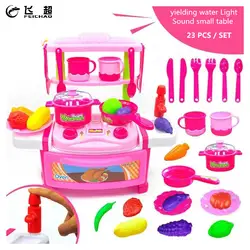 23 шт. моделирование дома пособия по кулинарии детские игрушки для кухни свет и звук пластик дети играть дома игрушки для маленьких девочек