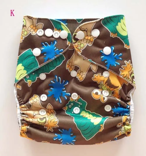 Детские аксессуары детские стираемые Тканевые Подгузники подгузник для новорожденных подгузники+ 2 вставки костюмы мультфильм дизайн 1 шт - Цвет: K