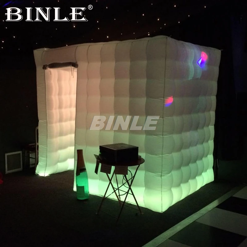 2018 Attractive Portable Lighted Inflatable Cube Photo Booth Kiosk LED lighting inflatable photo backdrops for sale