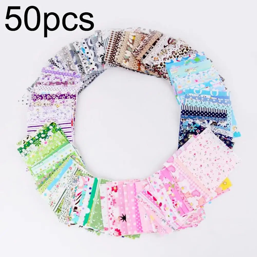 

50Pcs Cotton Fabric DIY Handmade Patchwork Quilting Sewing Craft Scrapbook Cloth Hot
