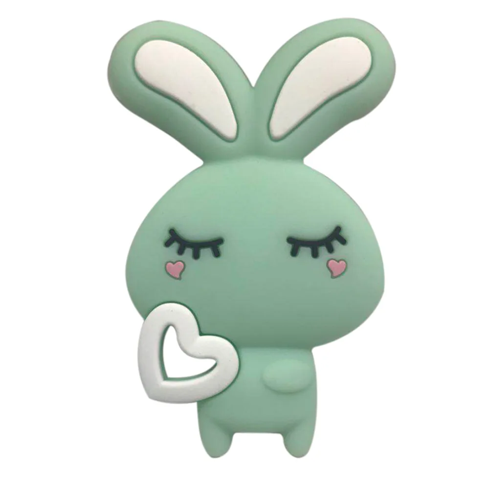38 Mint Green 4 шт. Силиконовые Прорезыватели для зубов животные подвеска "Кролик" BPA бесплатно зубной прорезыватель для малышей Прорезыватель в форме кролика дети ожерелье-Прорезыватель игрушки детские товары - Цвет: 38 Mint Green