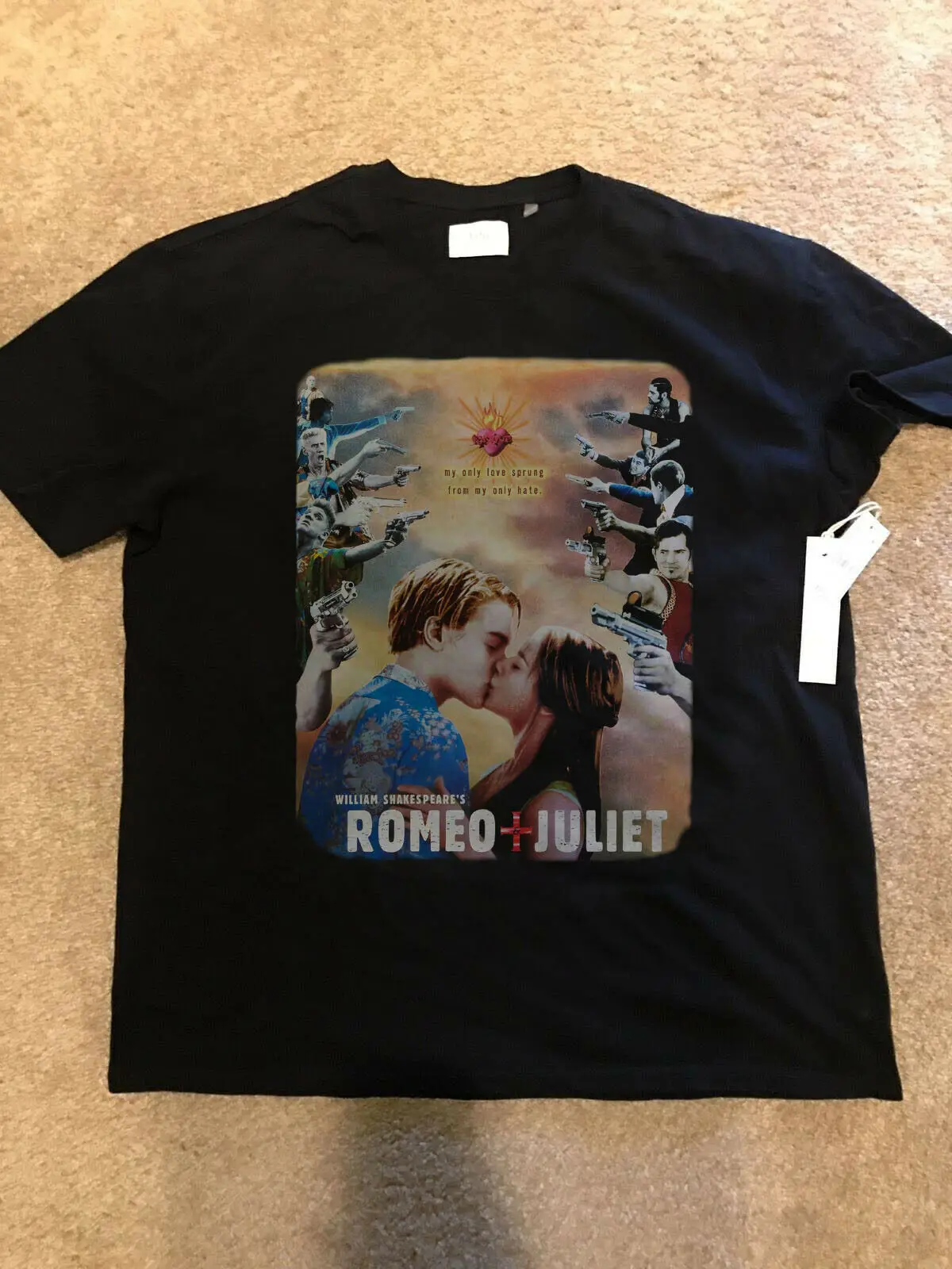 

Vintage ROMEO AND JULIET RARE 1998 VTG T-SHIRT LEONARDO DiCAPRIO Movie Rap Reprint Tops Tees Printed Men T Shirt Plus Size