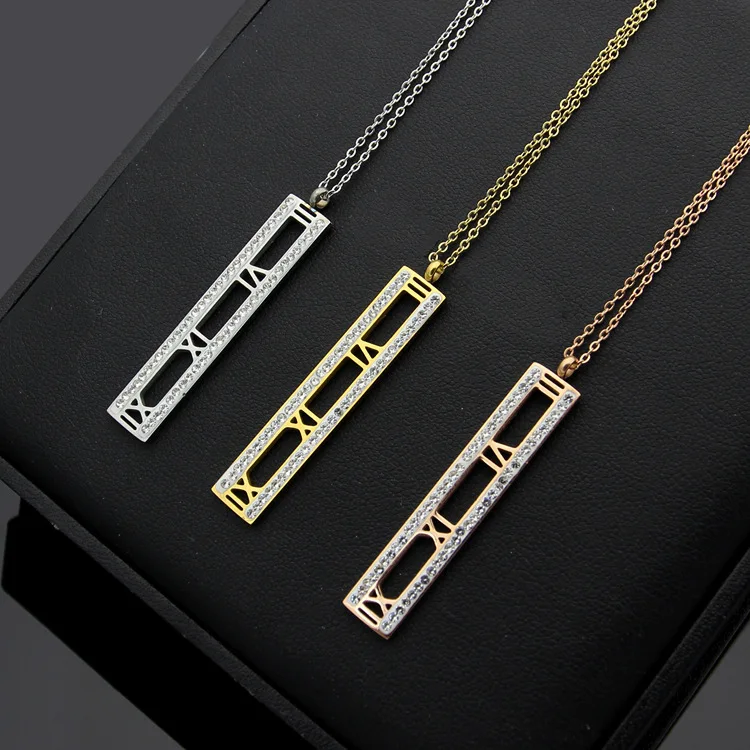 Stylish Hollow Roman Numeral Zircon Necklace Digital Model with love necklace for women gift | Украшения и аксессуары