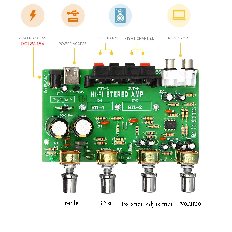 Lusya TDA7056 цифровой аудио усилитель доска 25 Вт* 2 двухканальный USB зарядка для автомобиля или дома усилитель DC12V T0341