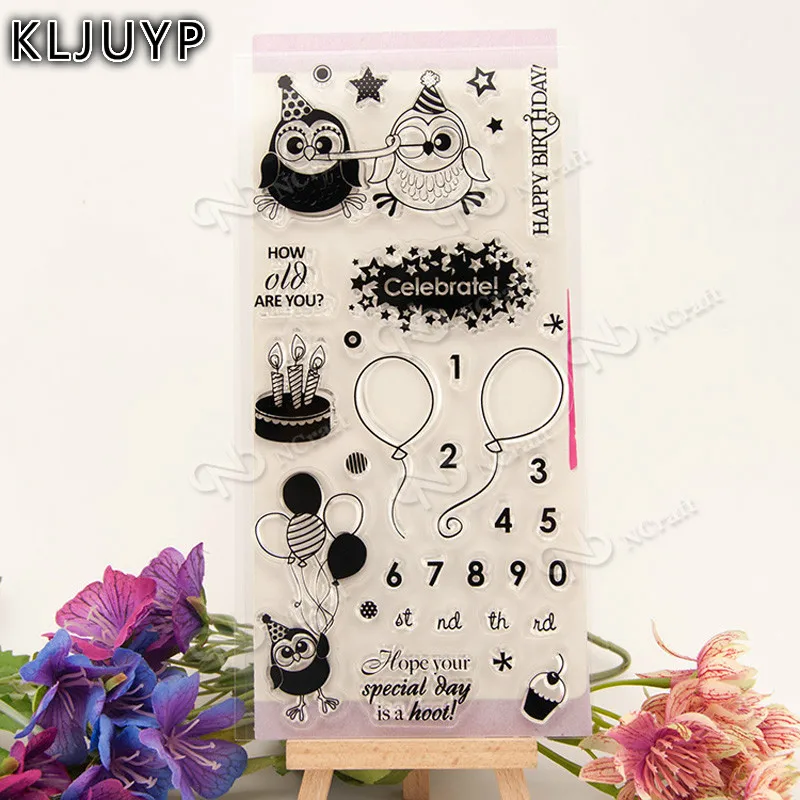 

KLJUYP Happy Birthday Transparent Clear Silicone Stamp/Seal for DIY scrapbooking/photo album Decorative clear stamp sheets