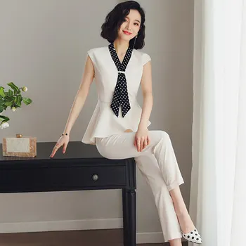 

Office Lady Sleeveless Ensemble Femme Survetement V-neck Celebrity Women's Summer Suit Elegant Fashion Women's Costumes