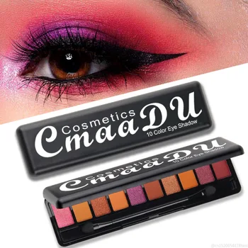 

CmaaDU 10 Color Matte Glitter Eyeshadow Palette Purple Shimmer Lasting Waterproof Pigment Eye Makeup Cosmetics TSLM2