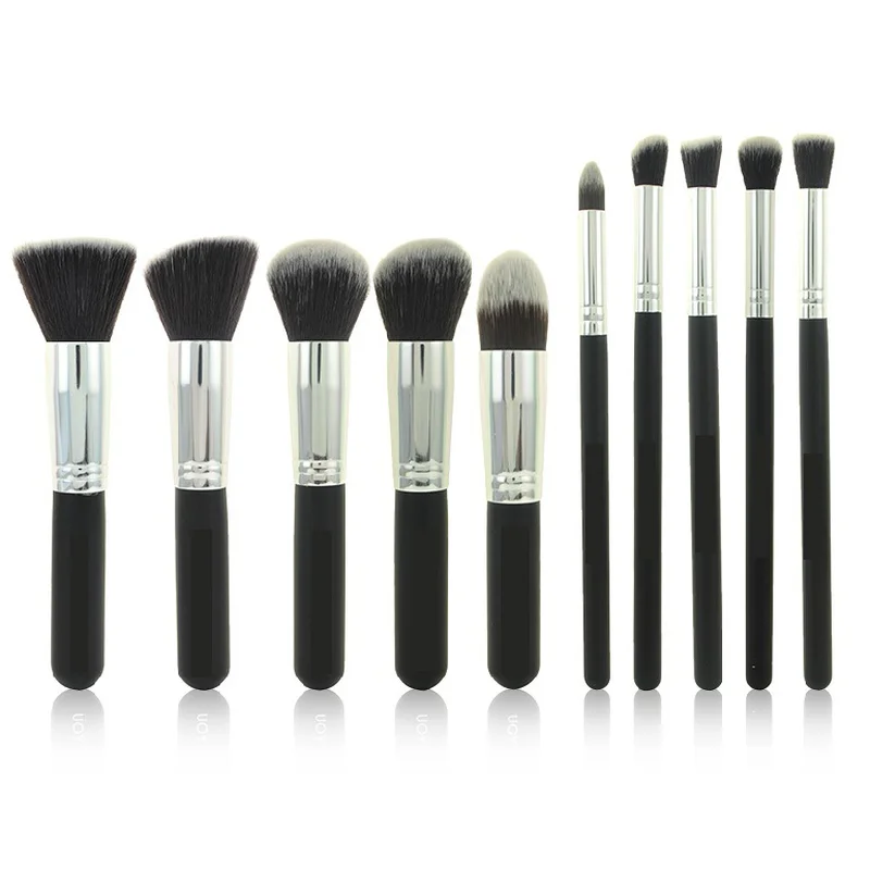 

EVOLIM Makeup Brushes Set Balck Wooden Design Handle Shape Eyebrow Pinceis De Maquiagem Makeup Brushes black Tools Set Pro 10Pcs