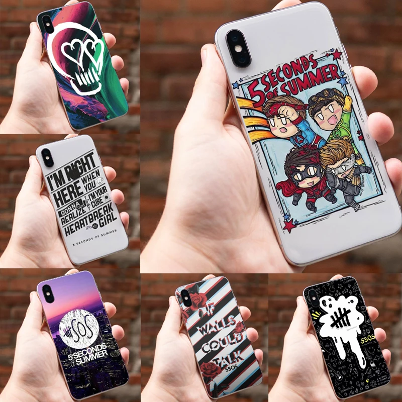 

5 Seconds of Summer Soft silicone Phone Case For iPhone XS MAX 6S Plus 5 5S SE 7 8Plus X 5 SOS Soft silicone Back Cover Fundas