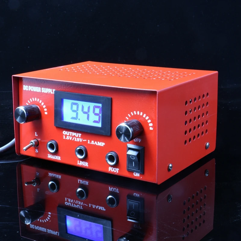 Emily Dual Digital LCD Tattoo Power Supply Steel Red Tatoo