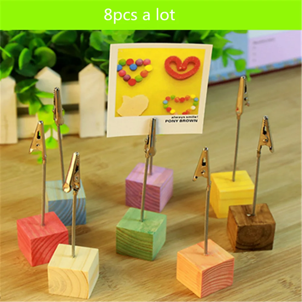 8pcs Wedding Place Card Holder Picture Memo Note Photo Name Clip wood