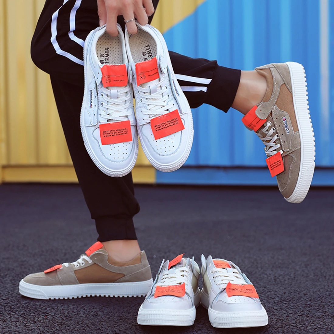 Casual Respirant Marque Up Beige Hip Mâle top slip Chaussures Hommes Toile Sneakers 44 Bas Hop Dentelle Anti Patchwork blanc Designer Plat Taille39 kaki SzVLqUpMG
