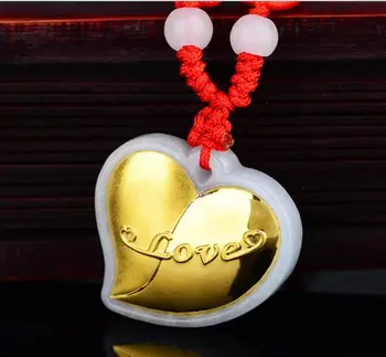 

3D gold inlay and Tian Yu heart-shaped pendantC1#