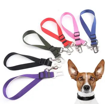 

QueviFree DHL shippping 100pcs/lot Strong Pet Dog Car Travel Seat Belt Clip Lead Restraint Harness Width 1 inch Length 27.5 inch