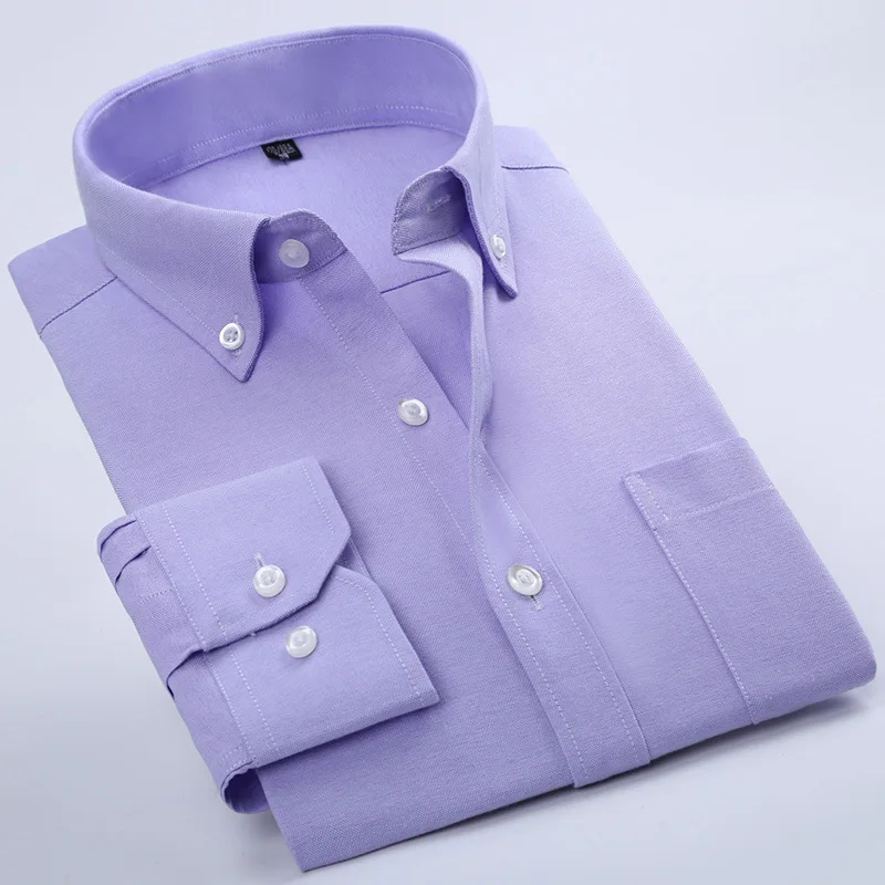 Хорошее качество Фирменная Новинка Хлопок Оксфорде платье в полоску рубашка сплошной Для мужчин весенние мужские повседневные рубашки Camisa Masculina Топ
