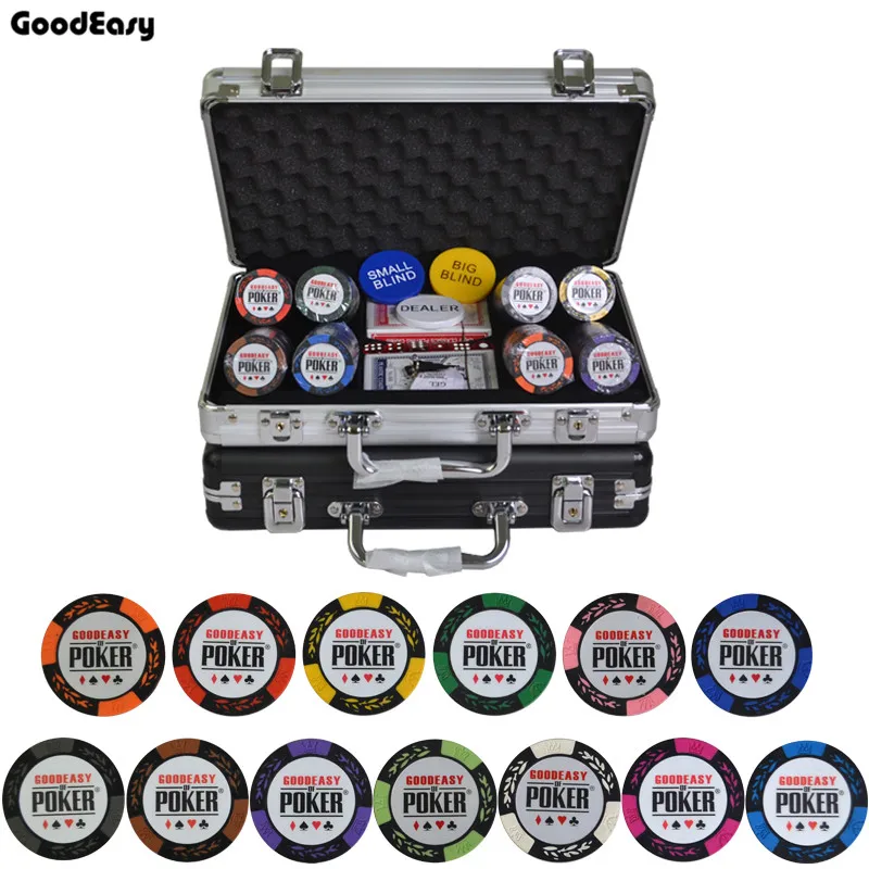100~ 500 шт Goodeasy покерный набор глиняные фишки для покера, набор с алюминиевым чемоданом, фишки для казино, пшеницы, покера, Техасский Холдем, дешевая заводская цена