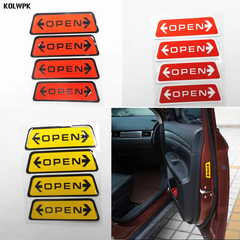 4pcs Car styling Door Open Warning stickers For Land Rover LR2 LR3 LR4