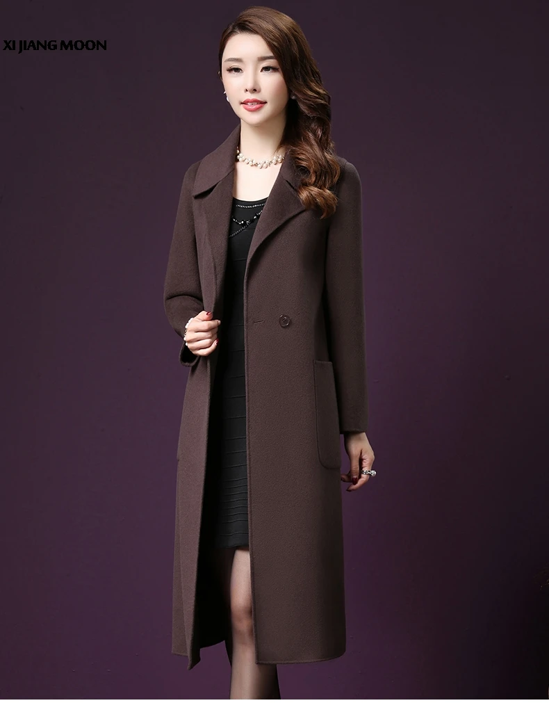 Femmes Colour Haute Tranchée Caramel bourgogne De Trench Laine Nouvelles 2018 Manteau Moyen R256 Mélanges Et Printemps Période camel Mode Qualité Long D'âge Automne Hxqww1IvnR