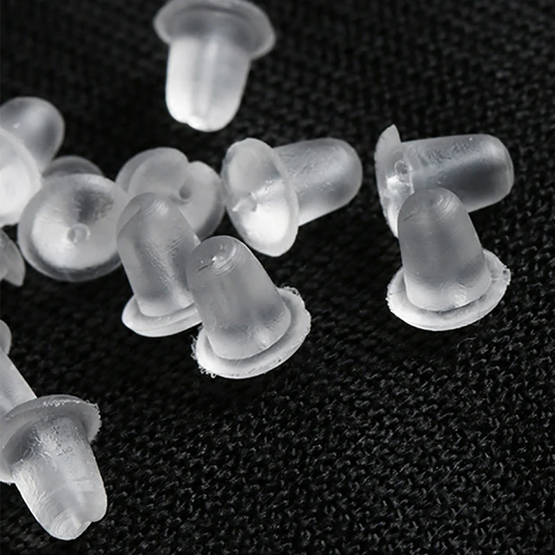 100 шт./лот, Прозрачная мягкая силиконовая резиновая серьга для спины, безопасная пробка для пули, резиновые ювелирные аксессуары, самодельные детали, затычки для ушей