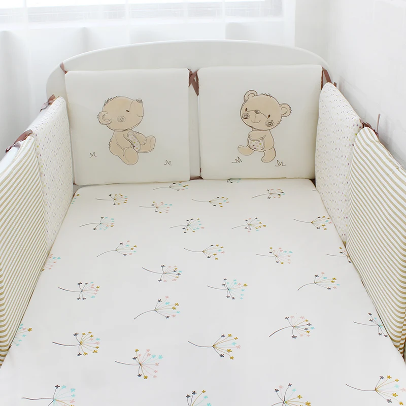 6 Pcs Pack Baby Bed Bumpers Cotton Toddler Bed Protector Children Bed Around Soft Cot Crib Bumpers For Infant