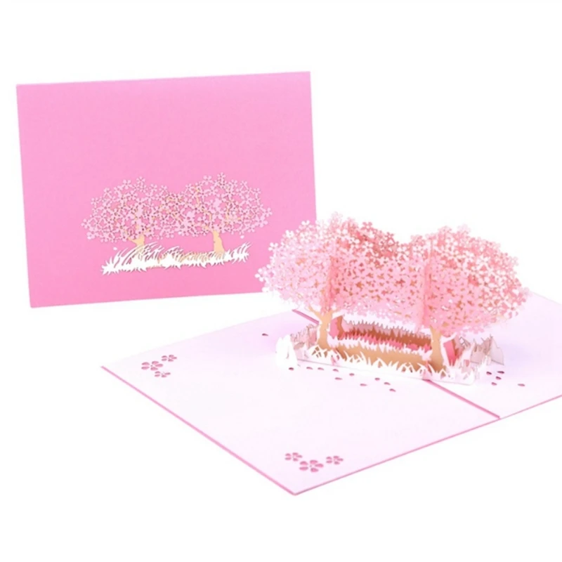  Cherry Blossom Greeting Card Handmade Birthday Wedding Invitation 3D Pop Up Card W215 - 32889853662